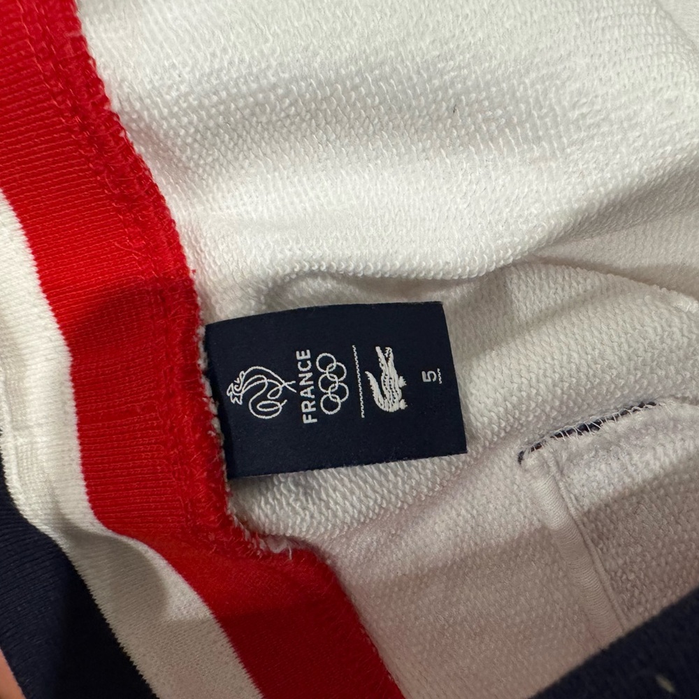 Lacoste White Two-Piece Set with Red and Navy Stripe - Picture 3 of 4